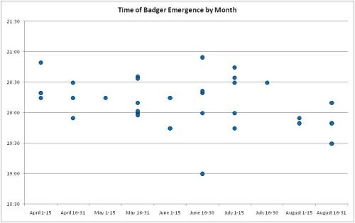 Time when badgers come out of the sett